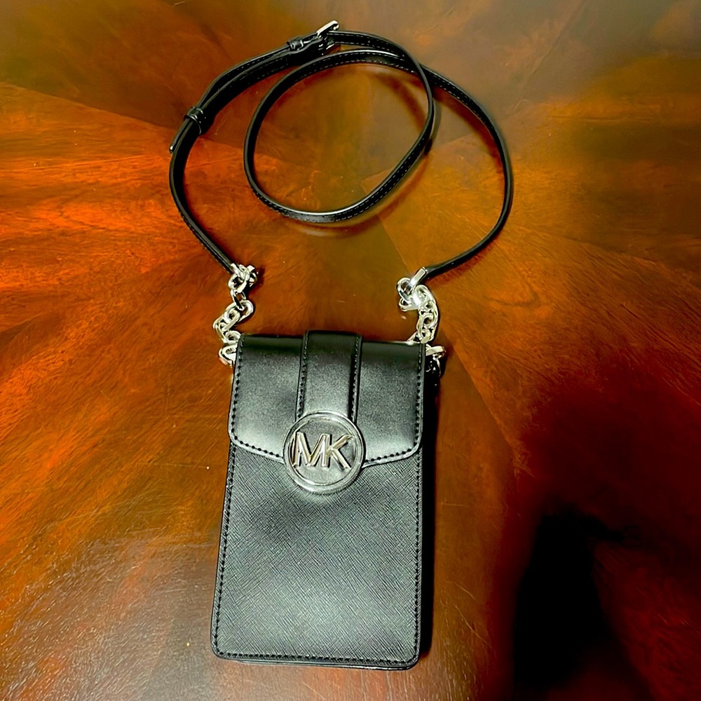 Michael Kors Black Carmen phone crossbody
